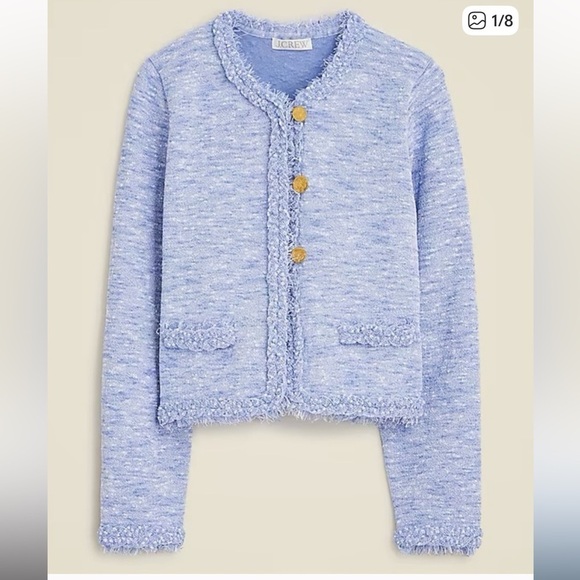 J. Crew Marled Fringe-Trim Sweater Lady Jacket - Picture 2 of 13